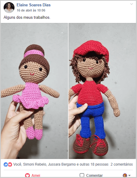 amigurumi de um menino e uma menina bailarina